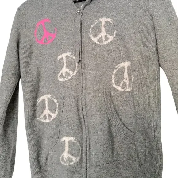 LABEL+THREAD Cashmere Wool Peace Out Zip Up Hoodie | Size Small - Picture 7 of 8